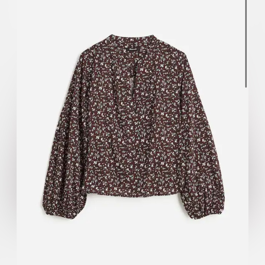 Madewell Women’s V-Neck Long Sleeve Top Dark Caron Size Medium